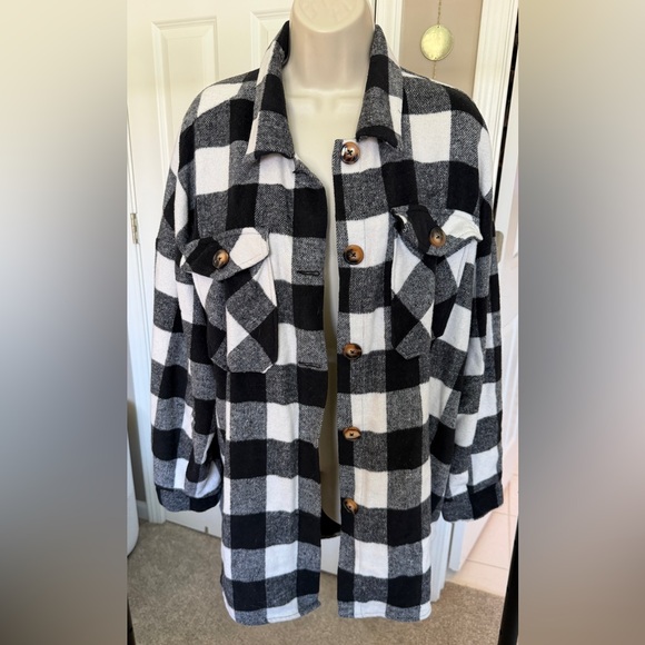 SHEIN Plaid Flannel Shacket - Picture 2 of 4